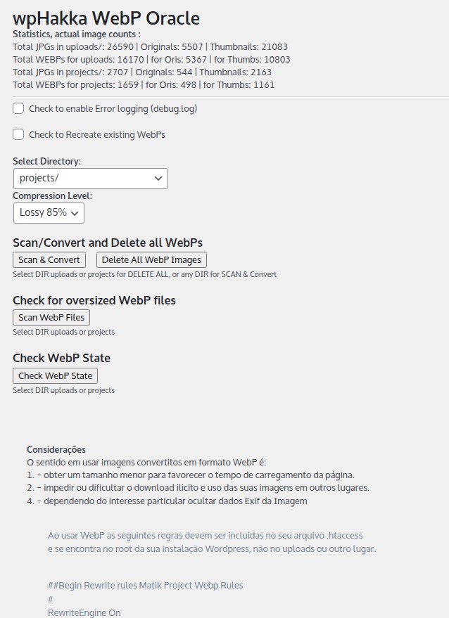 wpHakka Oracle plugin admin page